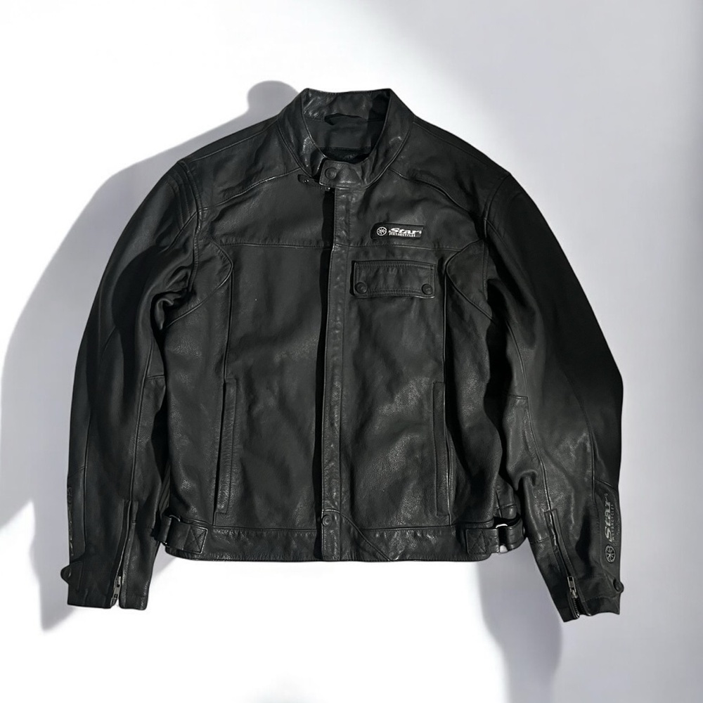 Star Yamaha Leather Motorcycle Jacket Men's X-Large w/ Liner Heavy Durable - Picture 2 of 10